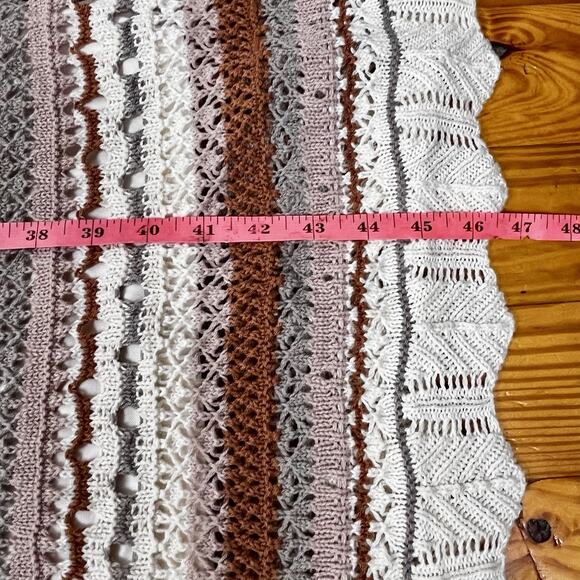 Freshman 1996 Crochet Knit Dress Sz S EarthTones Stripe Midi Lined Stretch Boho - Picture 15 of 16